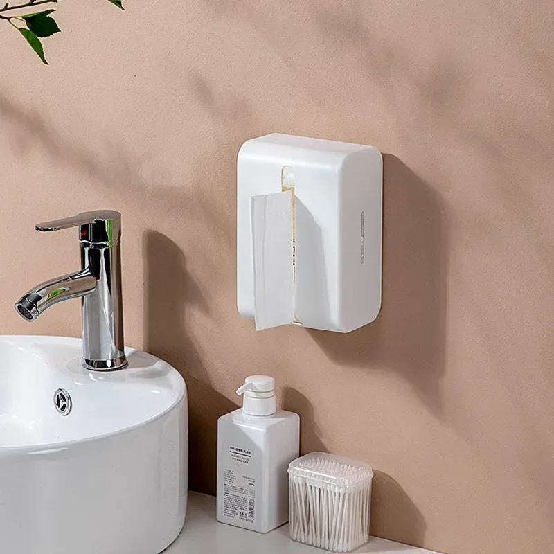 Wall Mounted Tissue Box Waterproof Toilet Paper Storage Rack Space Saving Punch Free Tissue Holder For Household Kitchens 5
