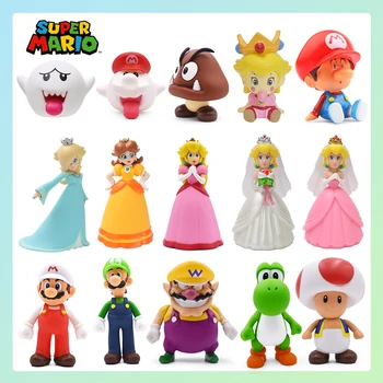Mario Model Figures Toy Yoshi Princess Daisy Rosalina Wario Boo Doll 4-14CM Desktop Small Ornaments Great Collectible Gifts