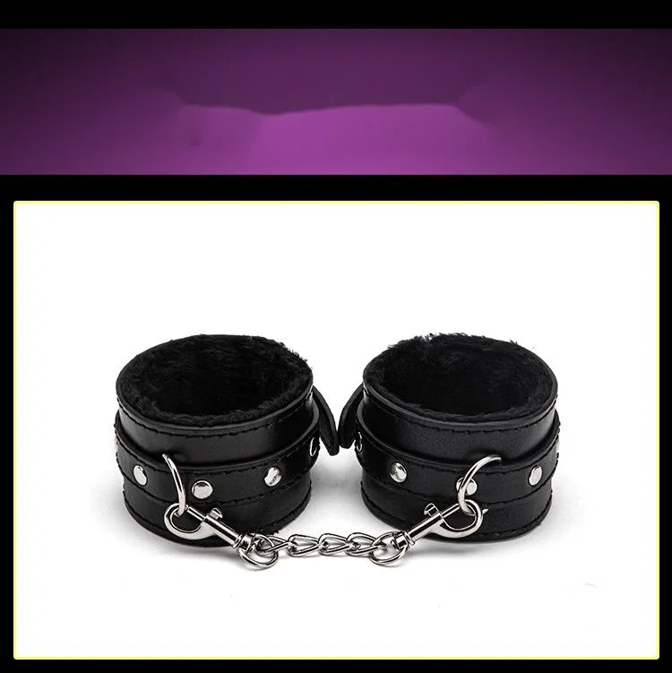 Produits pour adultes Menottes liées, croix, peluche en cuir, ensemble amusant de 3 pièces, jouets groupés_voghion.com