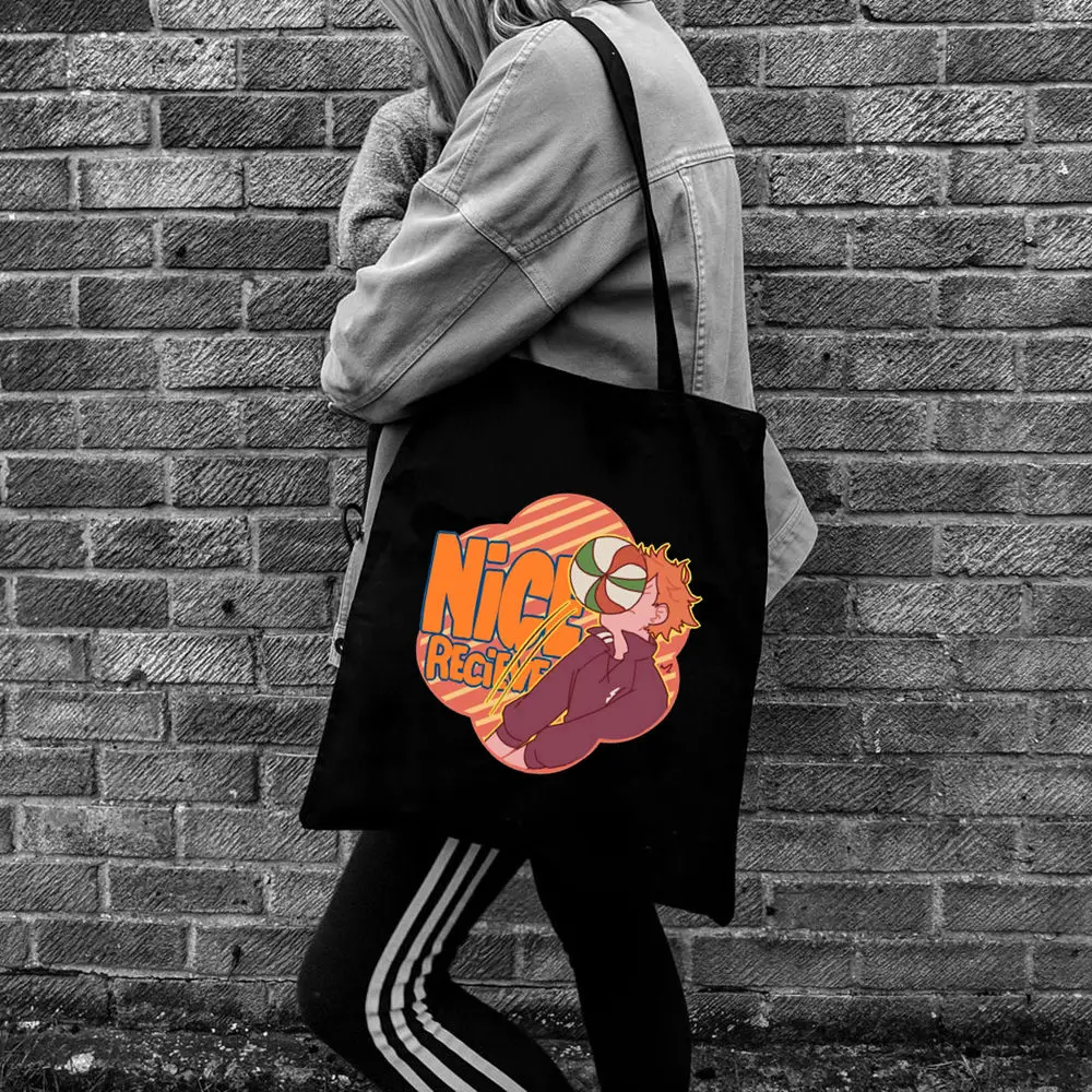 

Japanese Anime Haikyuu Karasuno Fly High Ulzzang Tote Bag Ladies Harajuku Art Shopping Bags Canvas Printed Reusable ClothBag