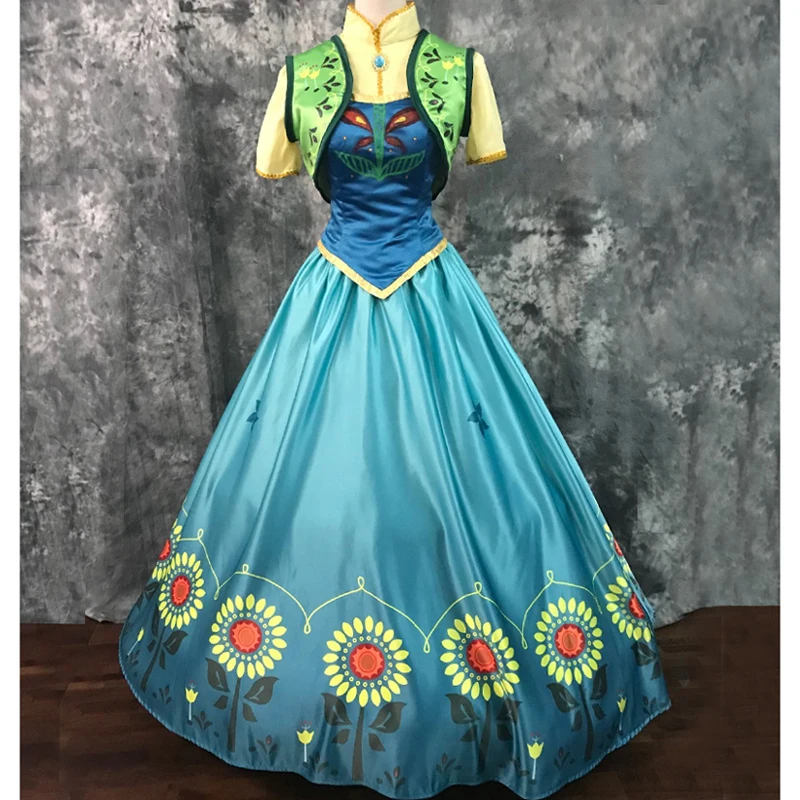 Film Fieber Eis Schnee Prinzessin Anna Cosplay Kostüm Kleid Phantasie Halloween Party Kleider Für Erwachsene Gril Frauen