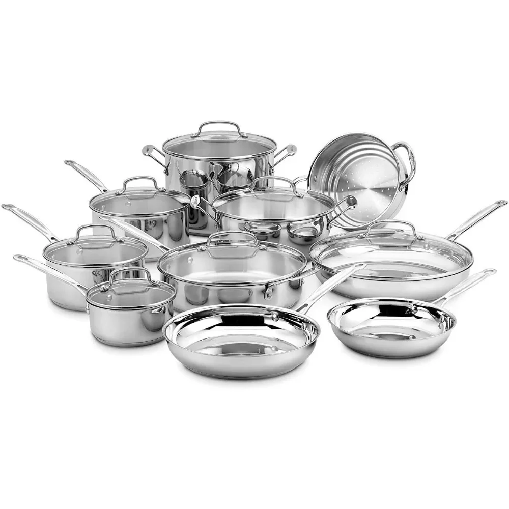 

17 Piece Cookware Set, Chef's Classic Steel Series 77-17N with Lid for Dishwasher Cleaning, Cookware Set