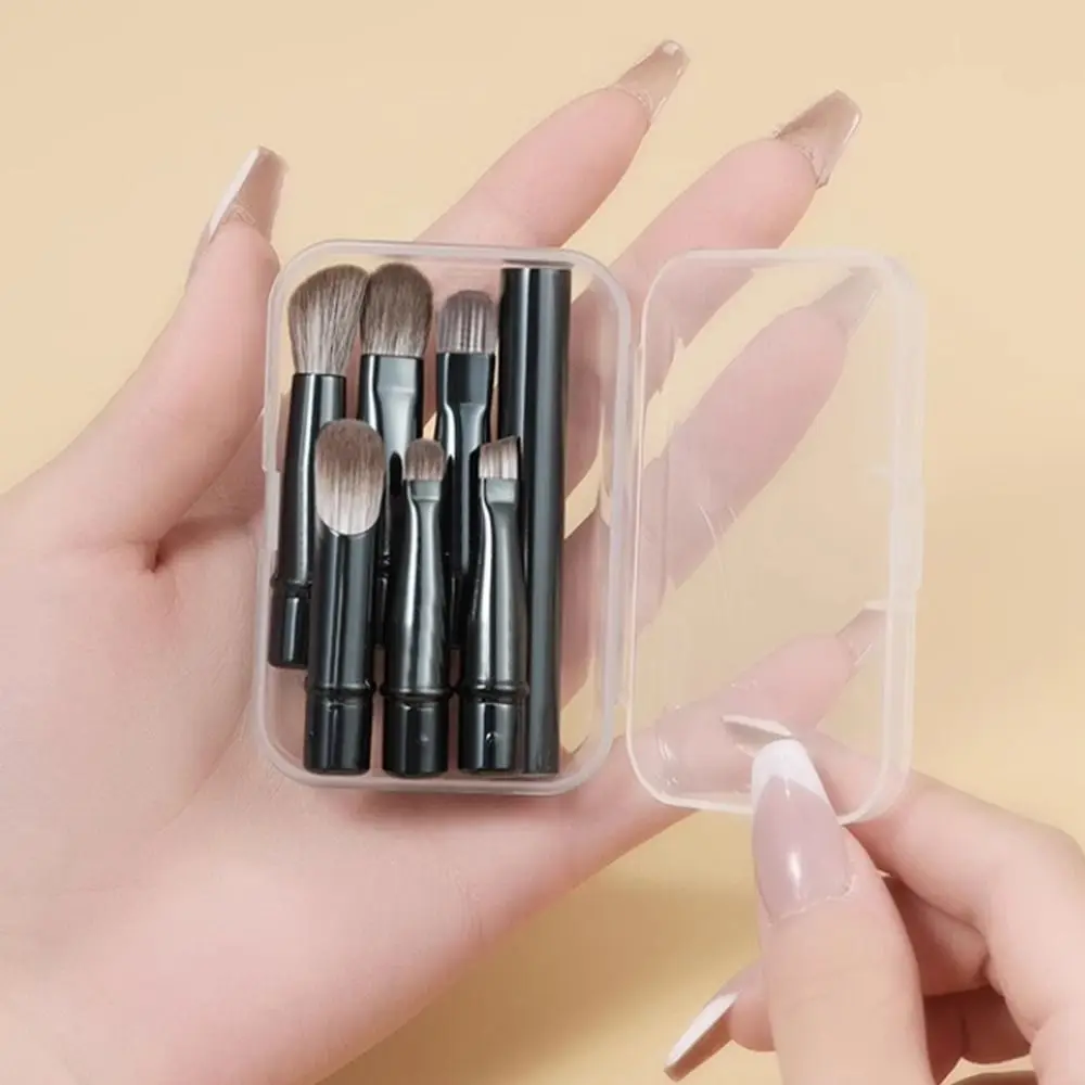 Detachable Mini Travel Makeup Brushes Set With Box 6Pcs Brushes Face Cosmetic Tools Double Ended Multifunctional