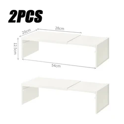 Retractable Kitchen Cabinet Organizer and Spice Rack (White(Scalable)-2PCS)