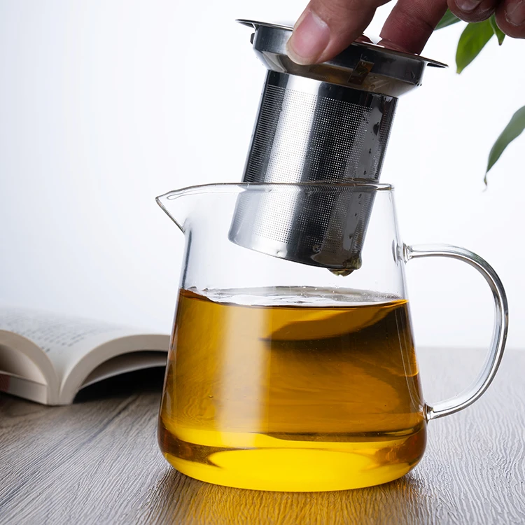 

Wholesale clear flower tea 550ml 750ml hand made heat resistant glass teapot