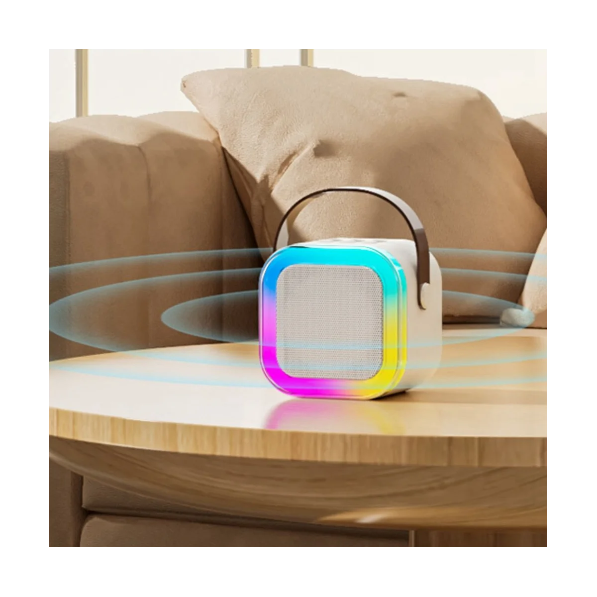 

Mini Outdoor Karaoke Bluetooth Speaker Portable with Wireless Microphone Card Subwoofer High Volume Children'S Gift A