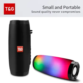 블루투스 스피커 TG157 LED 깜박이는 사운드바, 휴대용 야외 실내 서브우퍼 확성기, 지지대 TF 카드, FM 라디오 방수