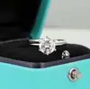 3ct 6 Prong V Style Classic Solitaire Diamond Ring 925 Silver 18K White Gold Moissanite Rings Engagement Wedding Fine Jewelry 3