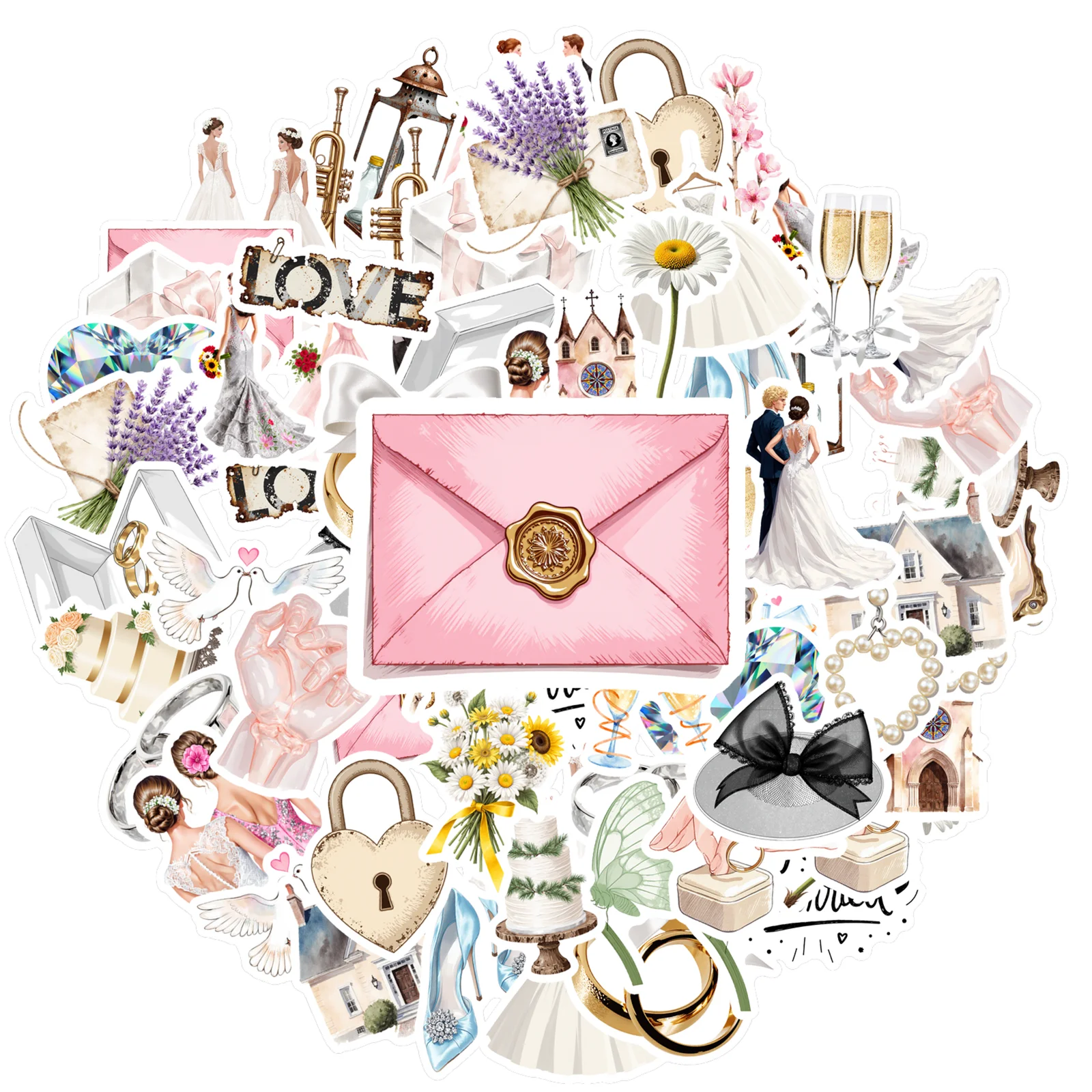 35pcs 로맨틱 웨딩 스티커 사랑스러운 로맨스 로맨틱 스티커 웨딩 스티커 기타 DIY 스케이트 보드 노트북 수하물 DIY
