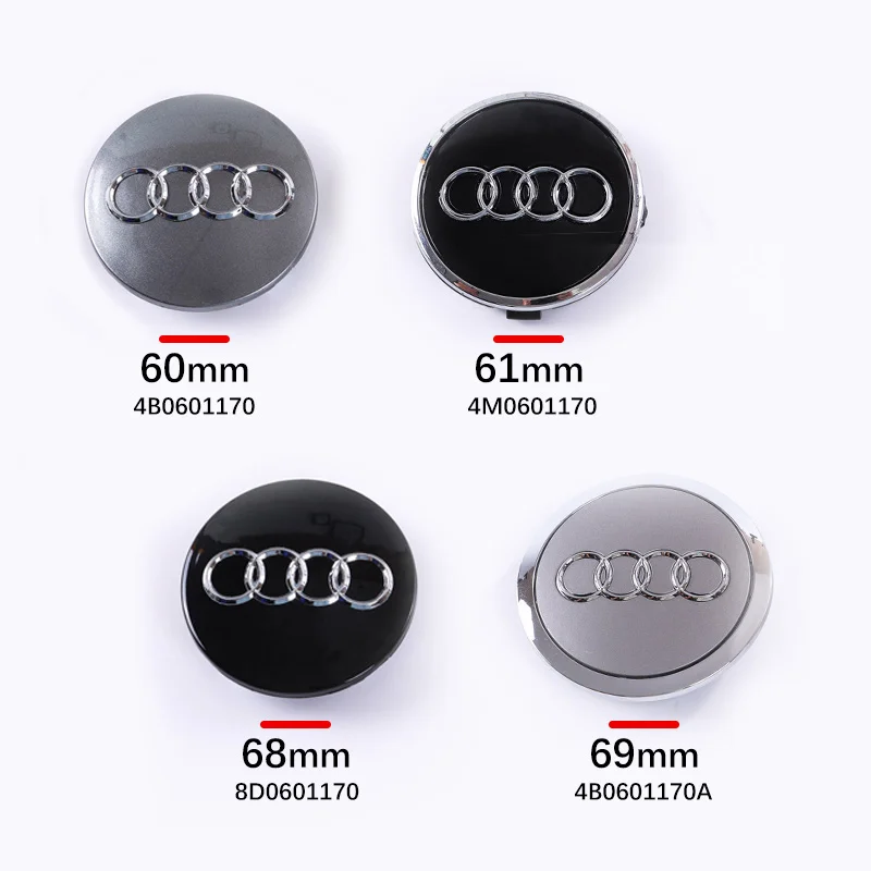 아우디 자동차 스타일링 휠 센터 캡 허브 커버 배지, A3 A4 A5 A6 A7 A8 Q5 Q7 RS 60mm 61mm 68mm 69mm 4B0601170A 자동차 액세서리
