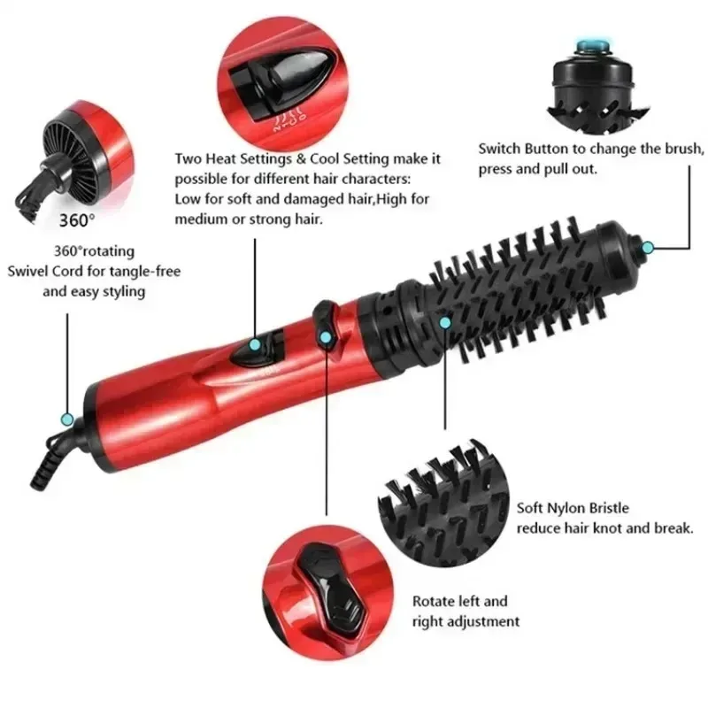 3 in 1 Rotating Hair Dryer Electric Comb Hair Straightener Brush Dryer Brush Hot Air Comb Negative Ion Styler