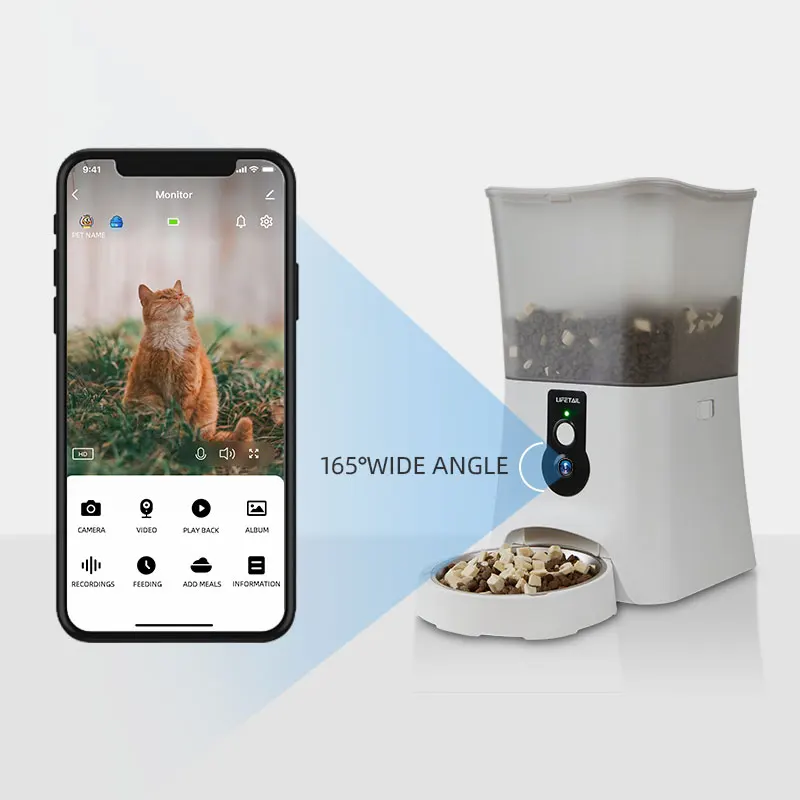 

High quality wifi smart Automatic pet feeder with Video Surveillance