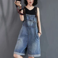 Anti-Aging High Waist Denim Overalls Women's Korean Sle Summer New Slimming Strap Jumpsuit Wide Leg orts Trendy - Image 3