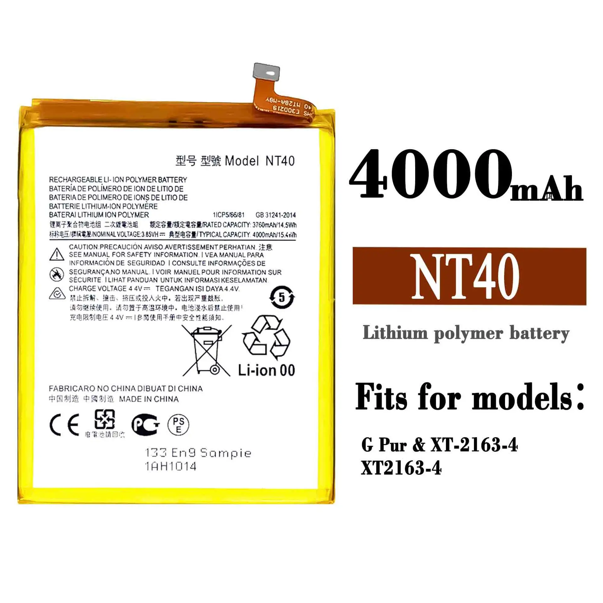 NT40 100 Orginal Replacement Battery For Motorola MOTO G Pure XT 2163