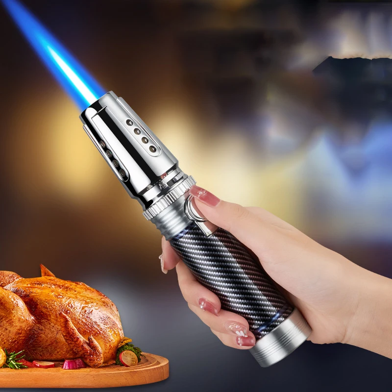 

2024 Kitchen BBQ Cigar Lighter Big Jet Flames Fire Turbo Torch Outdoor Camping Lighter Without Butane Gas