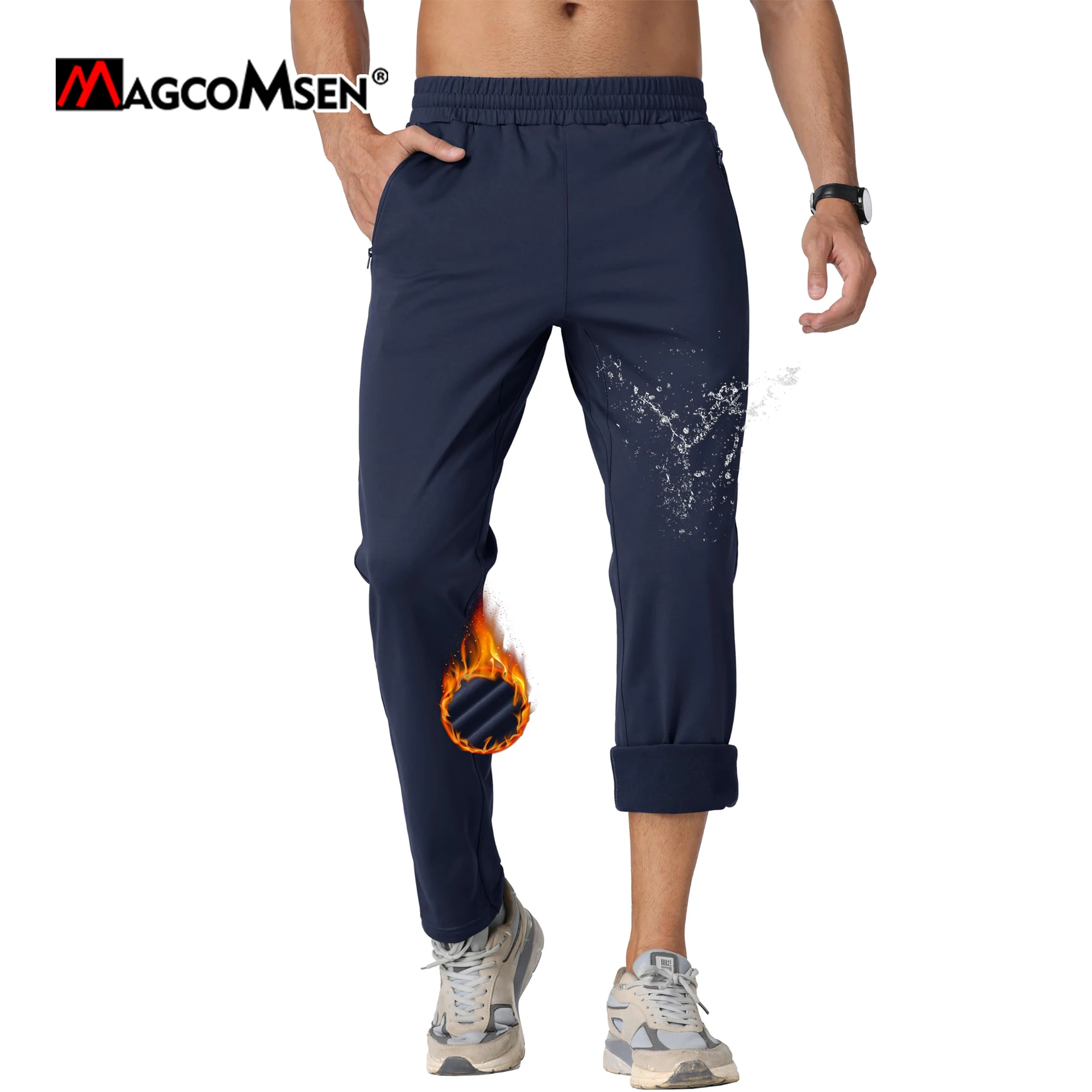 Sport Jogging Trousers Fleece Sweatpants MAGCOMSEN Men's Fleece Lined Sweatpants Winter Thicken Warm Joggers Outdoor Water Repellent Sport Pants