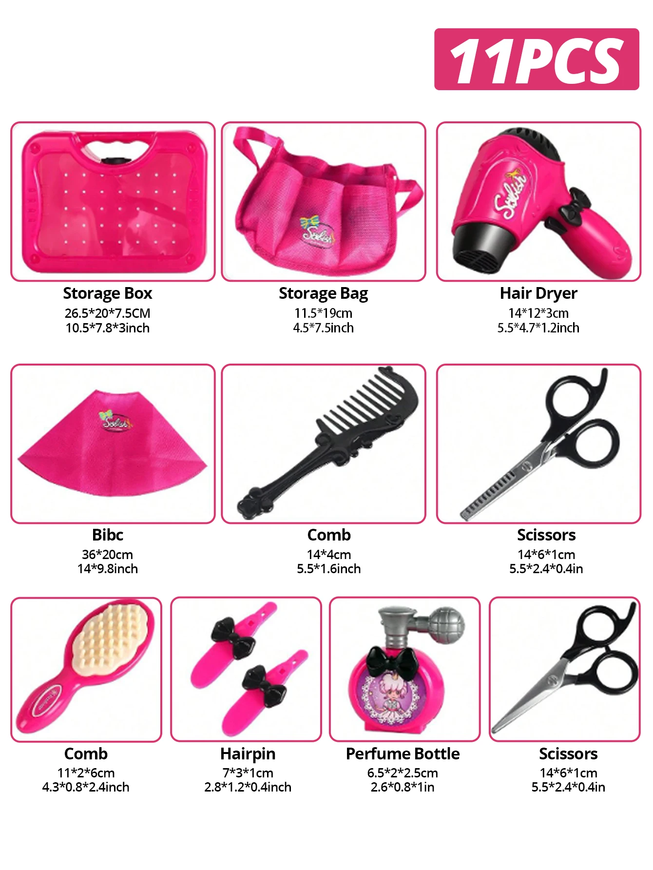 Kids Hair Dryer Playset Princess Pretend Play Makeup Set Suitable for children over 3 years old 2