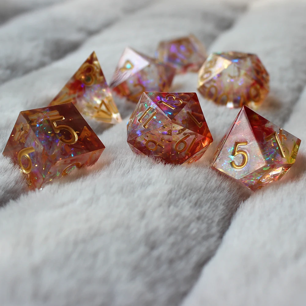 Resin Dice 7PCs Dnd Set game dice dice set Solid Polyhedral D&D Dice DND For Role Playing Rpg Rol Pathfinder Board Game Dragon Scale Gifts