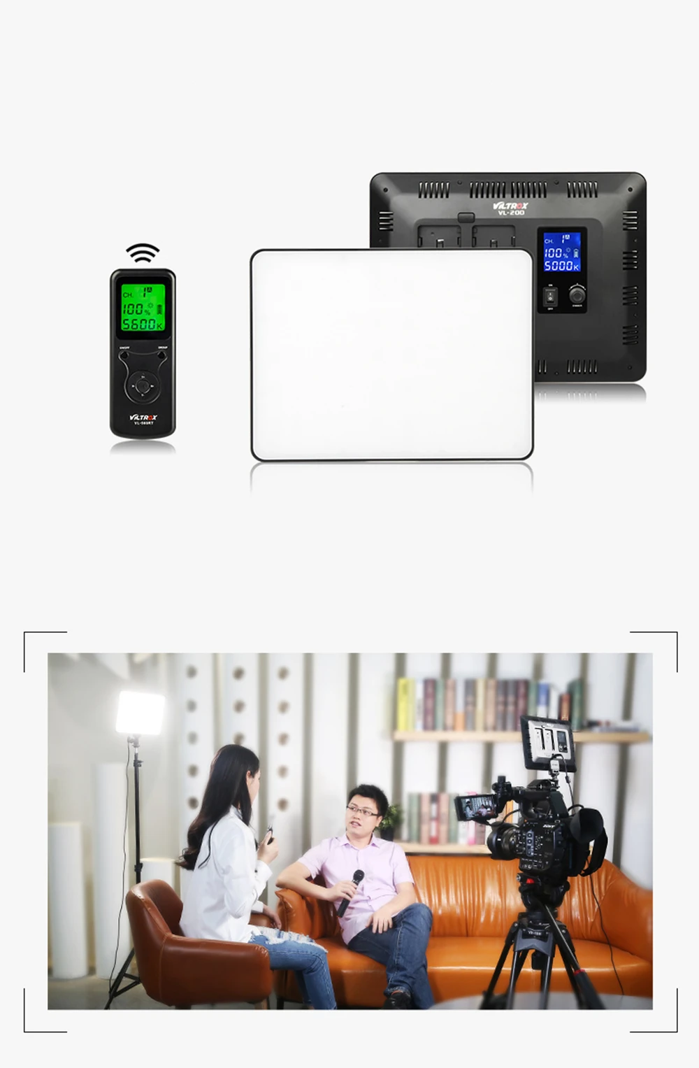 Viltrox VL-200T LED Video Light 30W Panel Lighting Wireless Remote Control Bi-Co