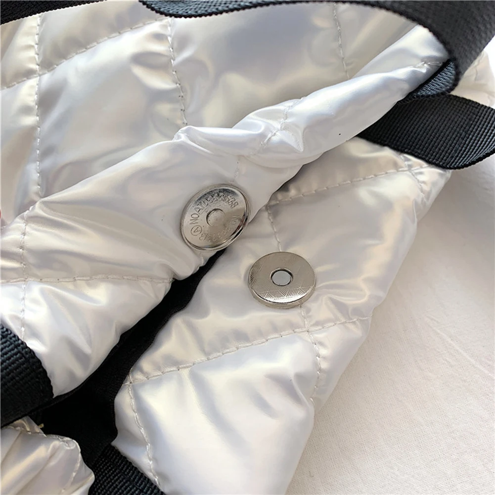 Women Quilted Hobo Handbag Large Capacity Casual Handbag Soft Solid Color Portable Cotton Girls Winter Bag