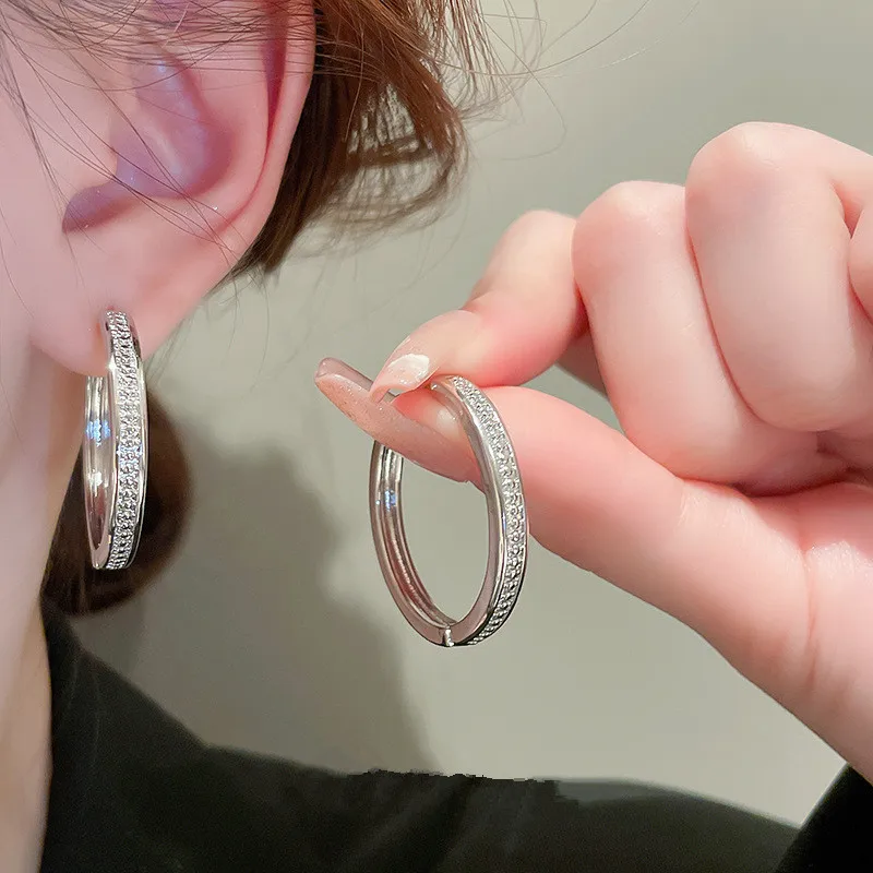 Huitan Серебряные Металлические Серьги-кольца Большие Круглые Женские Модные