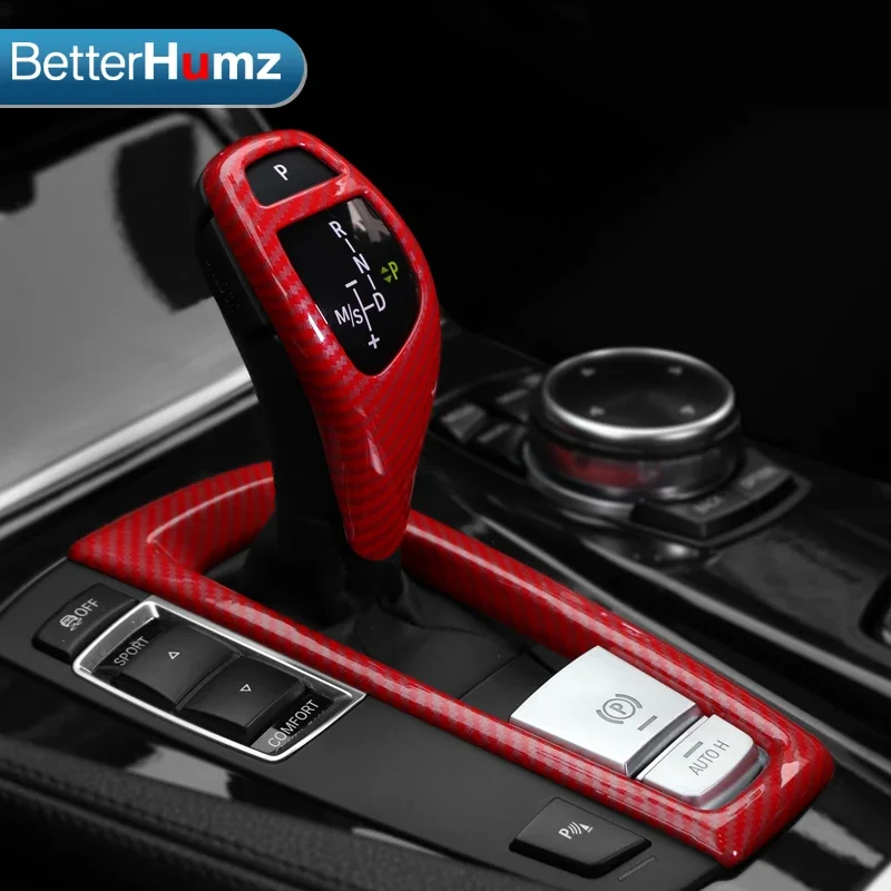 BMW F10 F12 F30 F20 F07 F15 F25 F26 X3 X4 F32 F22 카본 파이버 자동차 내부 ABS 기어 변속 노브 커버 스티커 액세서리