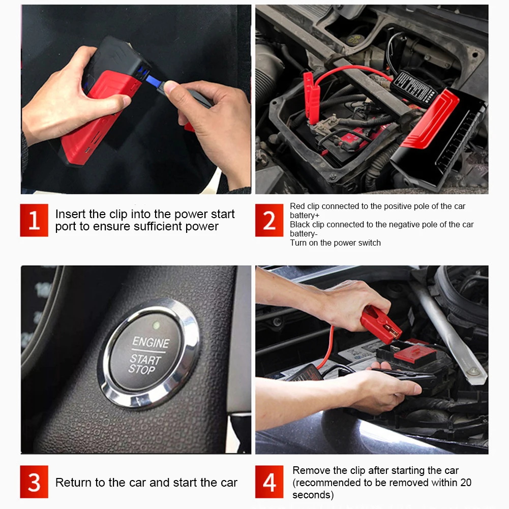 18000mAh Portable Car Jump Starter Power Bank Car Booster Charger 12V Starting Device Petrol Diesel Car Emergency Booster 6
