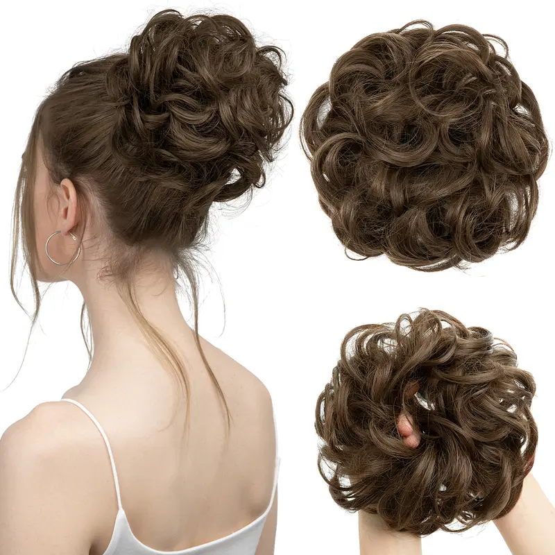 Synthetic Messy Hair Bun Extensions Big Curly Elastic Hair Scrunchies Hairpieces Chignon Donut Updo Hair Pieces for Women - Image 39