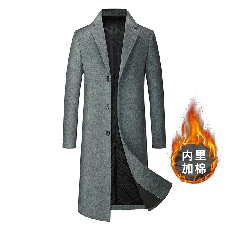 

Men's Woolen Coat 2024 Autumn and Winter New Young Middle-aged Long Over-the-knee Trench Fashion Trend Men