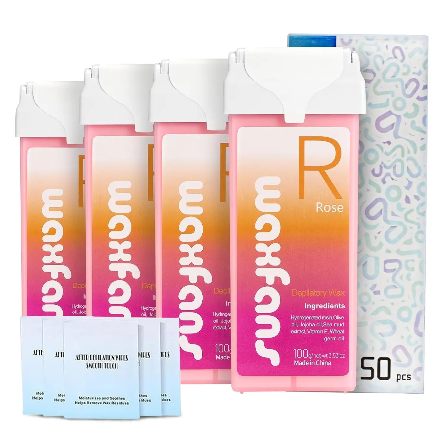 Roll On Wax,Rose Wax Roller Refill for Body Area Waxing (4 Pack)Not included :roll on wax warmer