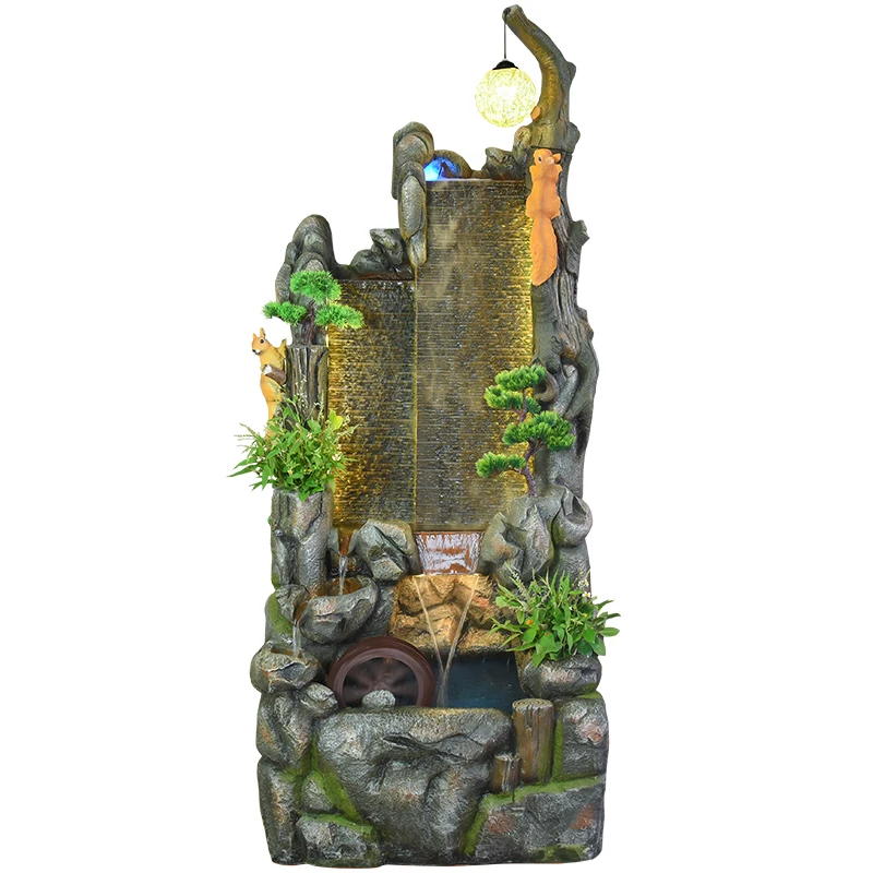 

FRP fiberglass Large-scale simulation rockery squirrel pastoral style garden fountain running water factory direct wholesale