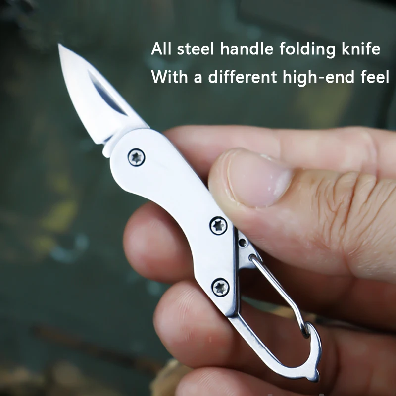 

Mini Stainless Steel Lockless Folding Knife Outdoor EDC Fruit Knife Carrying Key Chain and Anti Slip Handle
