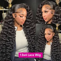 Perruques de cheveux humains de vague profonde lâche 40 pouces 13x6 13x4 HD vague profonde avant de lacet perruques cheveux humains pour les femmes perruques de cheveux humains bouclés 3