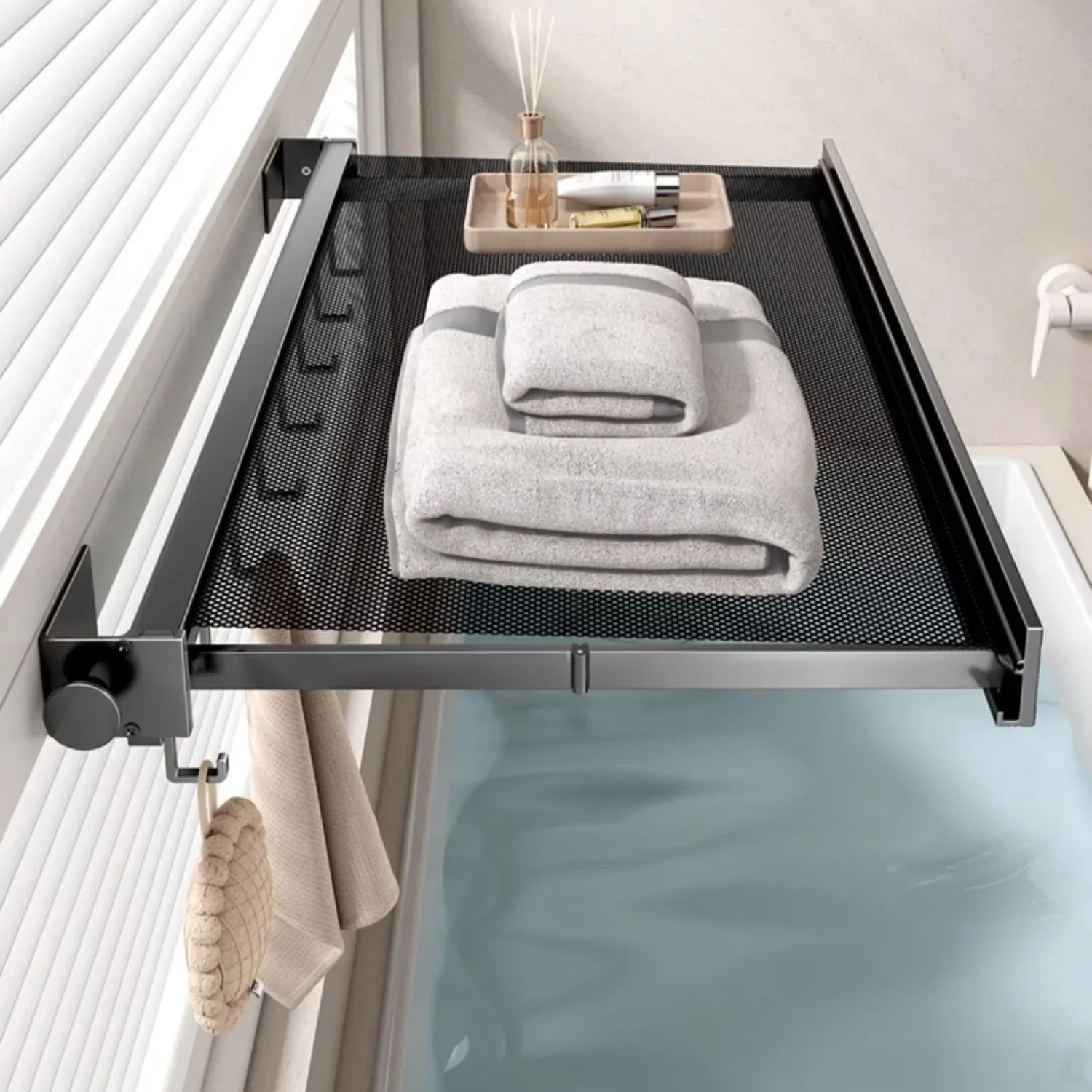 Bathroom Invisible Folding Telescopic Towel Rack Wall Hanging No Punching Toilet Wall Hanging Towel Rack Storage