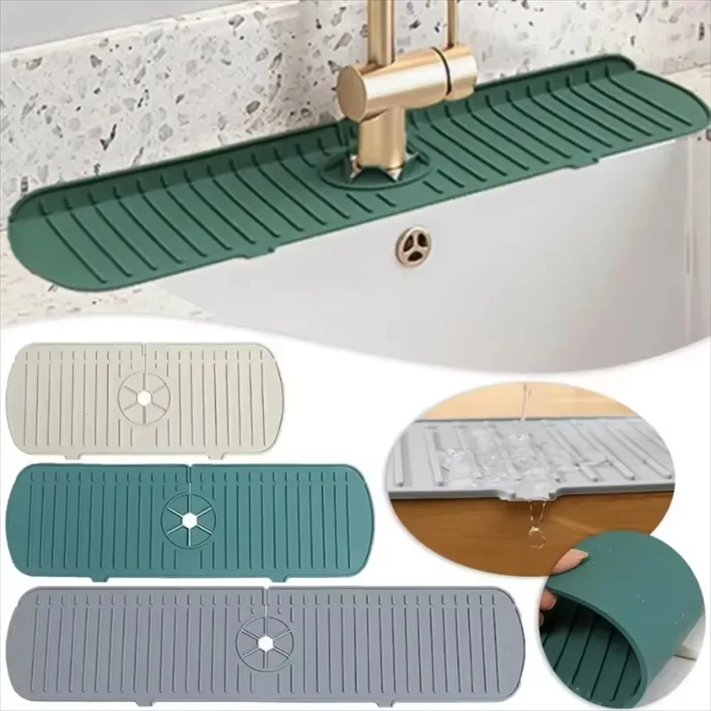 Silicone Tap Mat,Sink Splash Guard,Kitchen Tap Silicone Drain Mat, Silicone Tap Handle Drip Catcher Tray, Tap Mat for Kitchen Kitchen