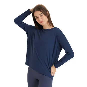 Women's autumn and winter fashion sports tops, skin-friendly yoga clothes, quick-drying long sleeve shirts, loose tops, running 1