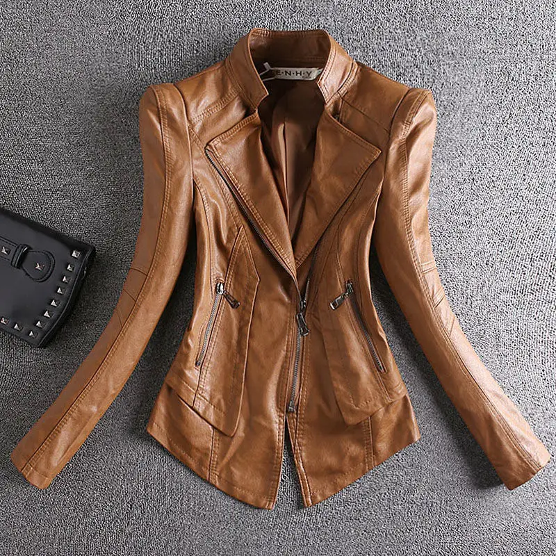 2023-autumn-new-women-leather-coat-short-slim-outwear-fashion-biker-jacket-casual-thin-outcoat-temperament-stand-collar-top