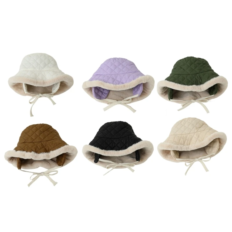 

Fisherman Hat Kids Big Brim Cap Winter Ear Protections Cap Basin Hat Outdoor Warm Keeping Hat for Boy Girl Child 2-6Year