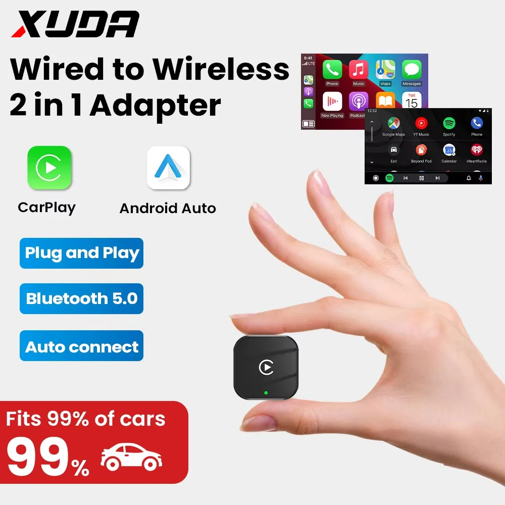 2in1 Wireless Carplay Adapter Wireless Android auto Mini Dongle Bluetooth Plug&Play For Toyota Volvo Hyundai VW Audi Kia MG Benz