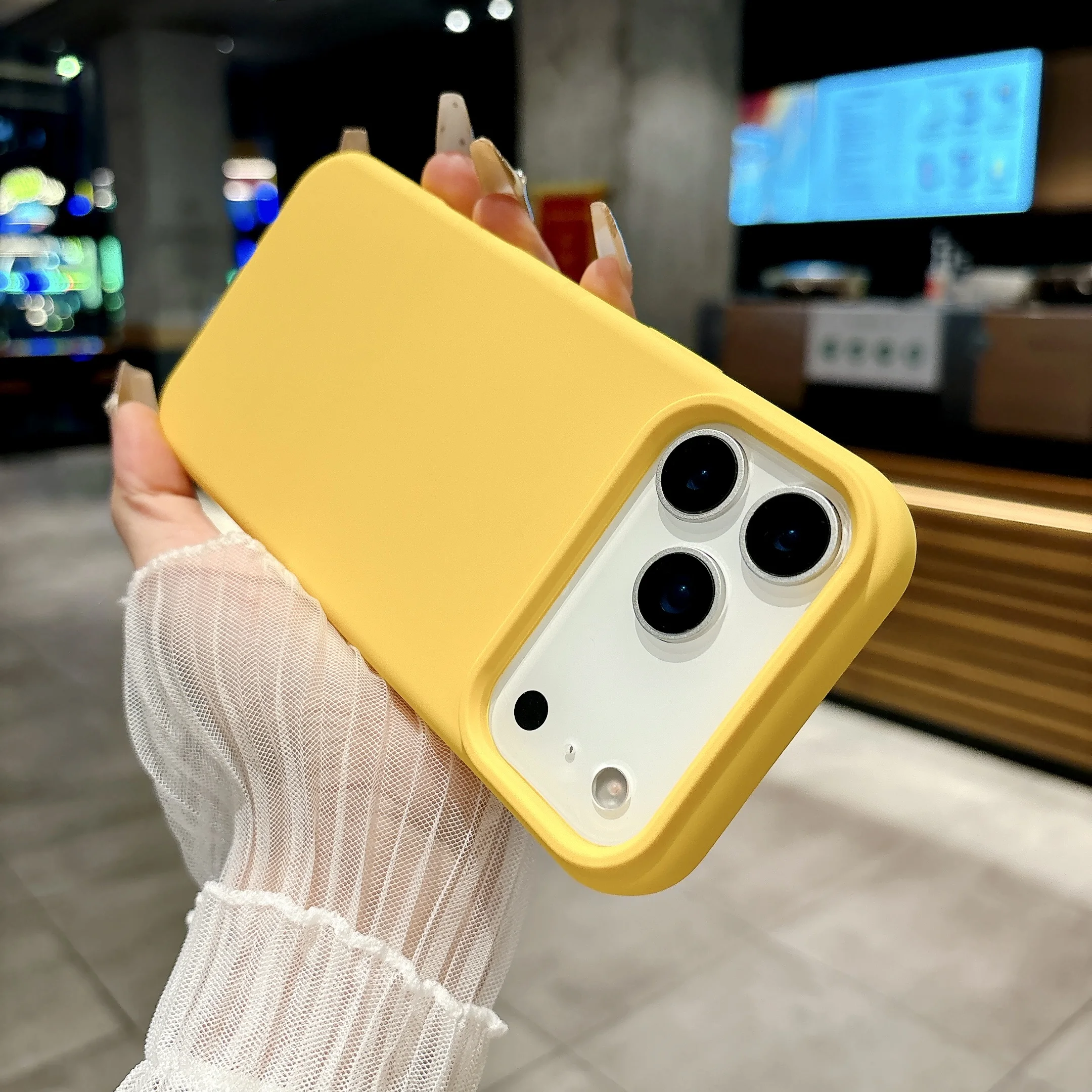 Shockproof Matte Soft Silicone Case with Button Protection - Solid Color