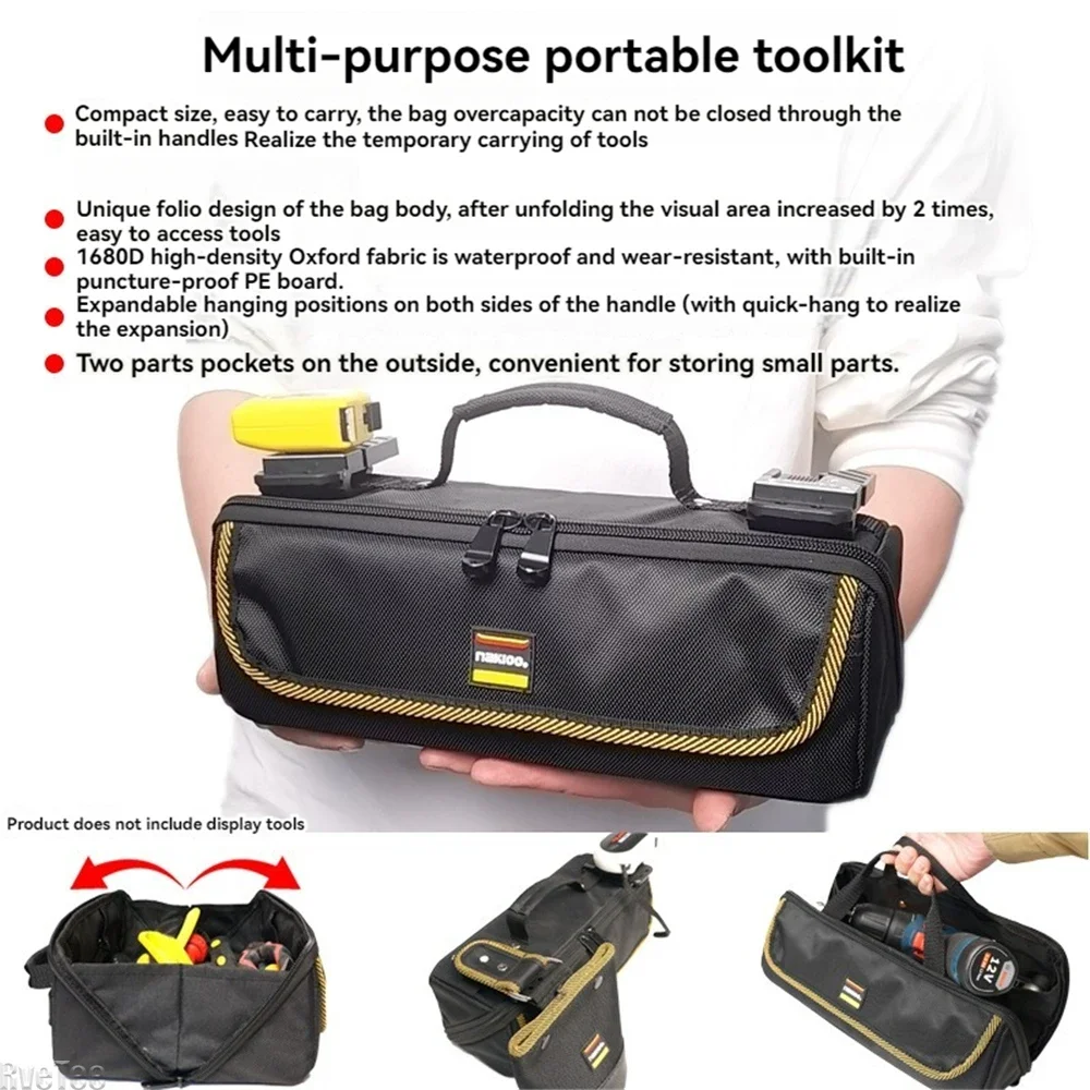 NAKIOO 1680D Portable Kit with Zipper That Can Be Unfolded Tool Organizer Pouch for Electrician Tools Man Gift 4