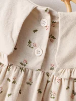 Robe à manches longues pour filles avec col en dentelle en forme de cœur, robe de princesse florale printemps-automne, robe pour enfants style forêt rétro 4