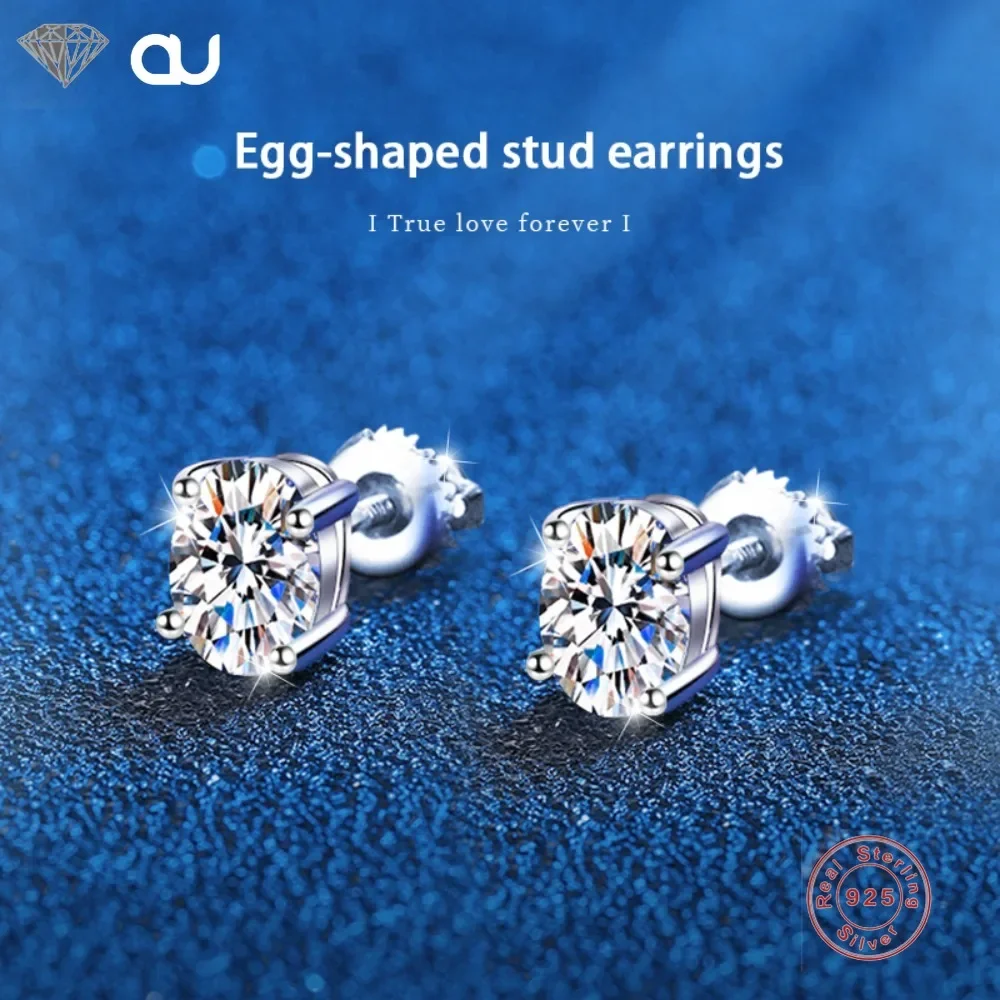 D Color Oval Cut Moissanite Stud Earring for Women Classic Wedding Jewelry 100% S925 Sterling Silver Sparkling Wedding Jewelry 1