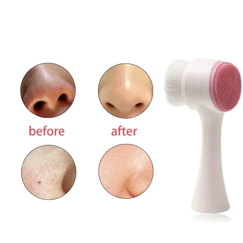 Facial cleanser 1pcs Double-sided Silicone Skin Care Tool Facial Cleanser Brush Face Cleaning Vibration Facial Massage Washing Product