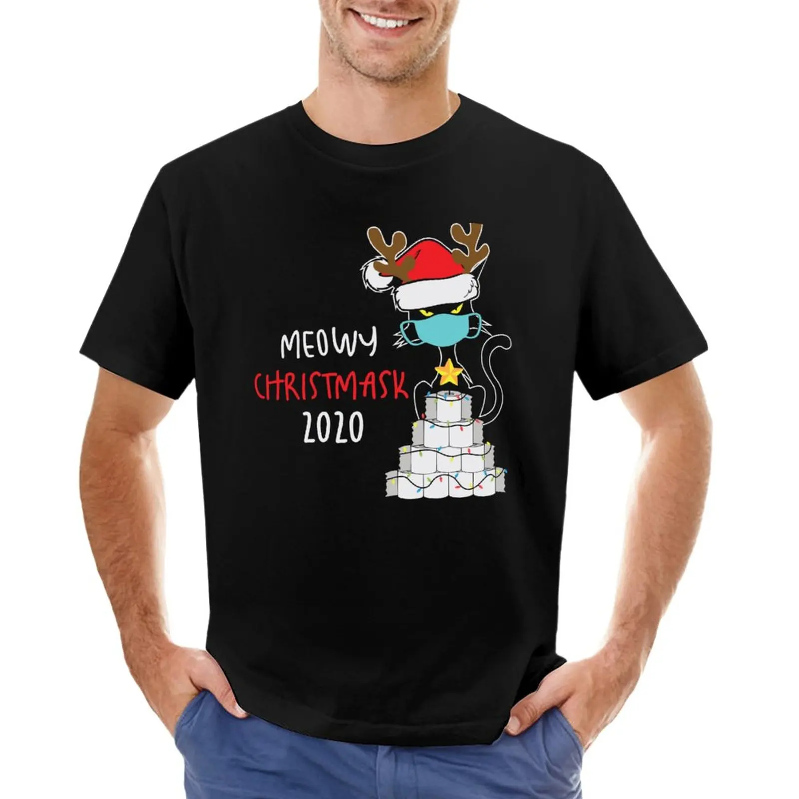 

Meowy Chrismask 2020 Funny Cat Christmas T-Shirt heavyweight t shirts sublime t shirt mens champion t shirts