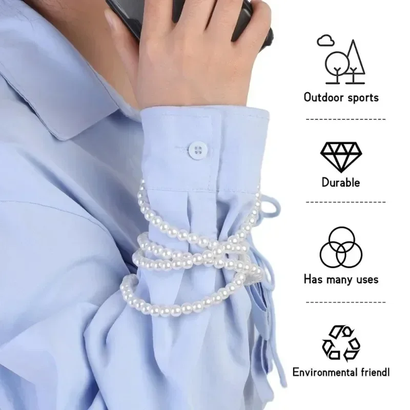 Elegant Pearl Chain Crossbody Lanyard with Detachable Keychain