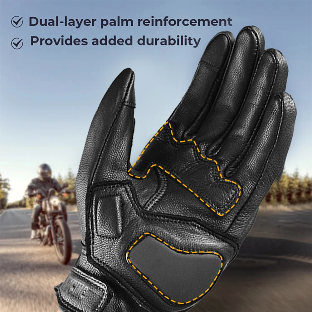 Premium Leather Touchscreen Motorcycle Gloves - Unisex Motocross Riding Gear