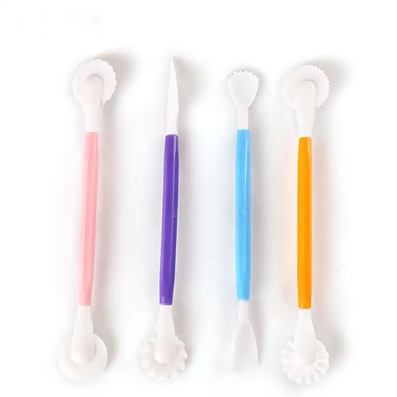 

4 Pcs Clay Tool 8 Patterns Fondant Baking Craft Tools Flower Decor Pen Pastry Carving Cutter Modelling Tools