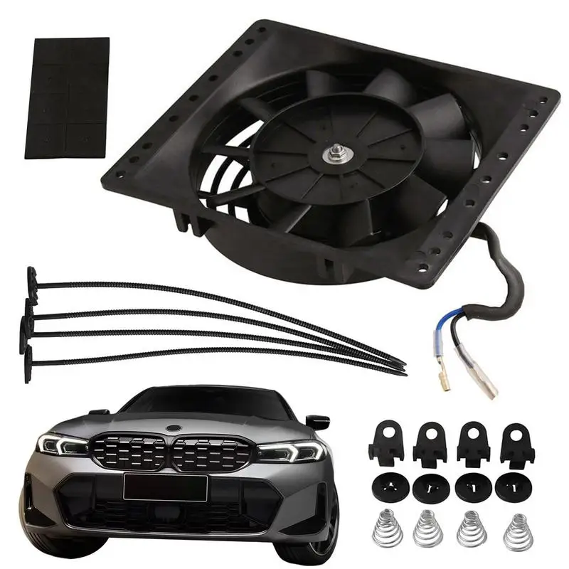 

6 Inch Universal 12V Slim Reversible Black Blade Electric Cooling Radiator Auto Fan Mounting Kit Automotive Supplies