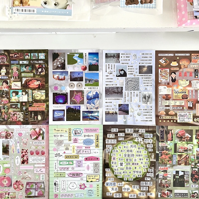 32piece/book Y2K Retro Cute Bear Diary Sticker for Phone Camera Journal Postcard DIY Kawaii Decoration Sticker Gift